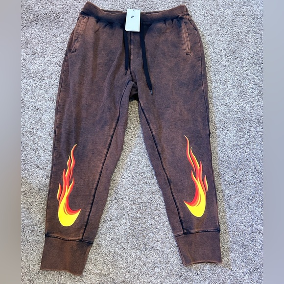 Nike Other - Nike Rust Brown Washed Flames Jogger Sweat pants DZ3054-010 Men's Medium